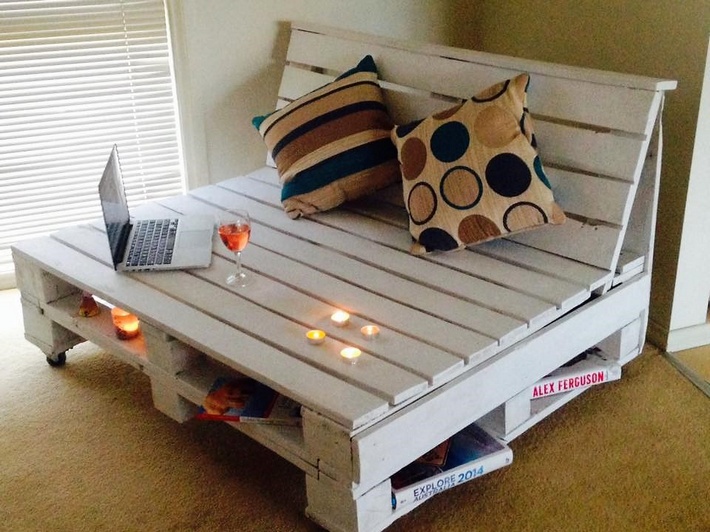 cute pallet seating with storage