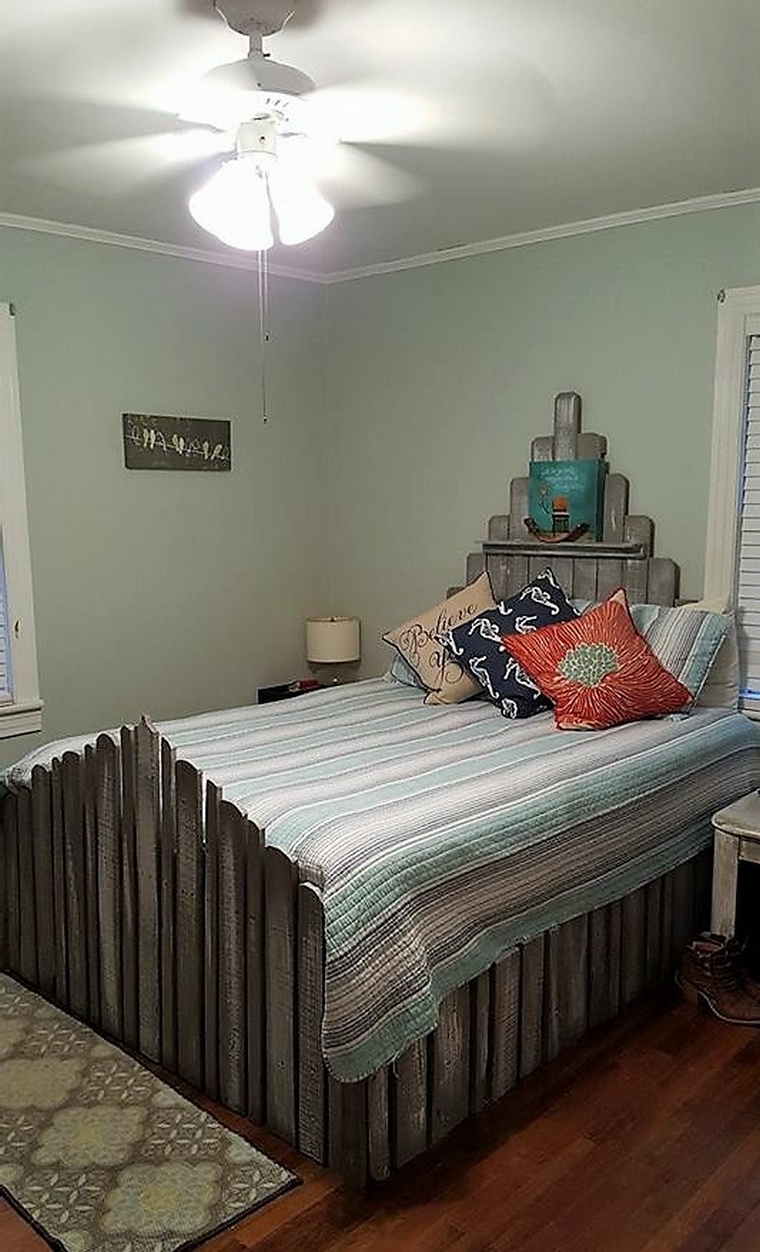 recycled pallet bed with headboard