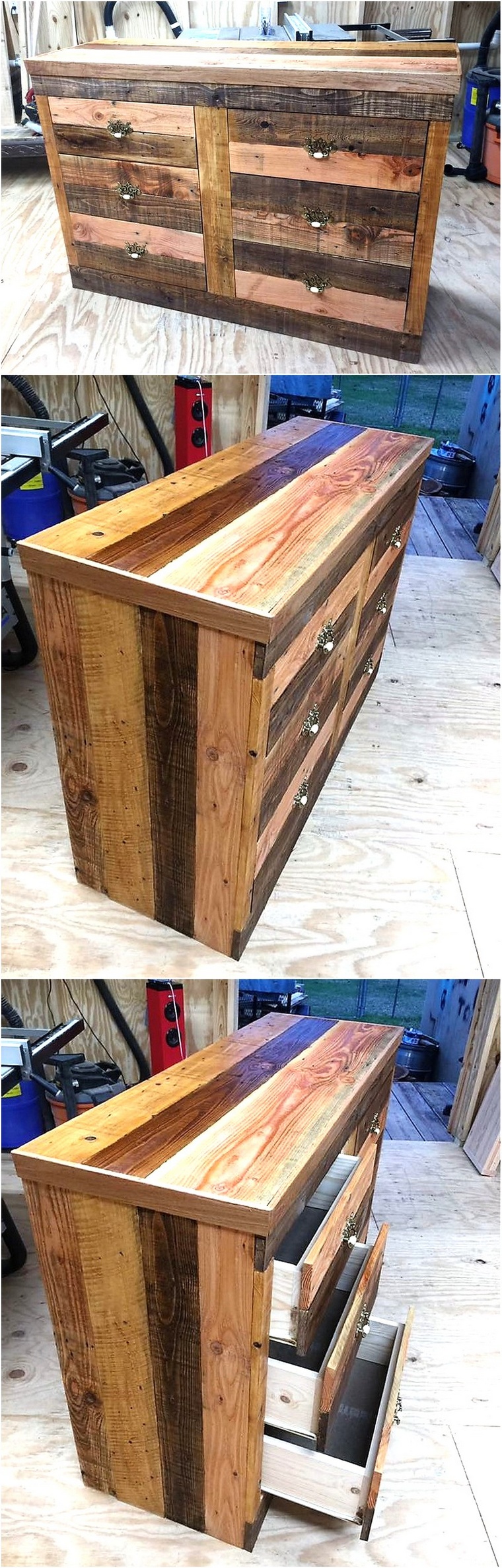 wood pallets 6 drawer dresser