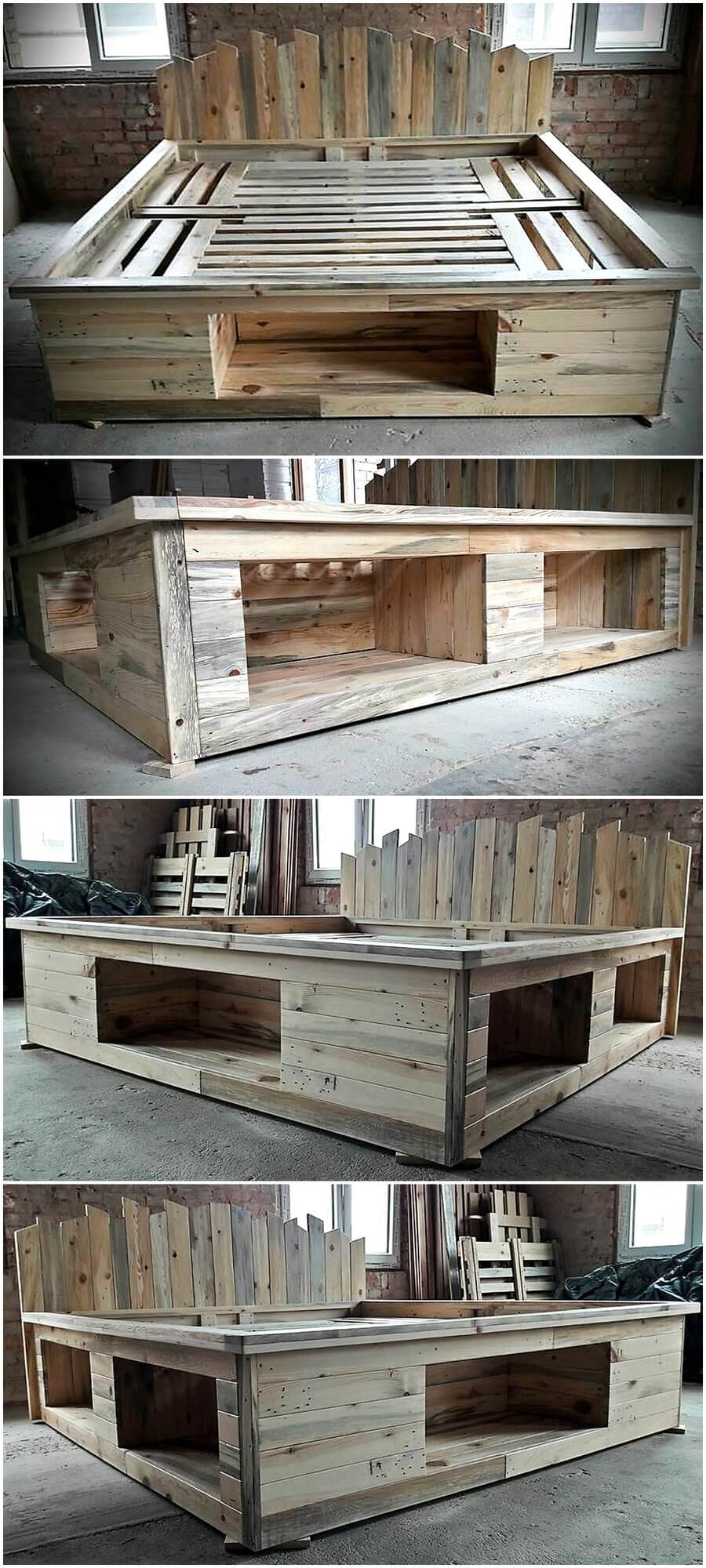 Repurposed Pallets Bed Frame with Storage Option | Wood ...
