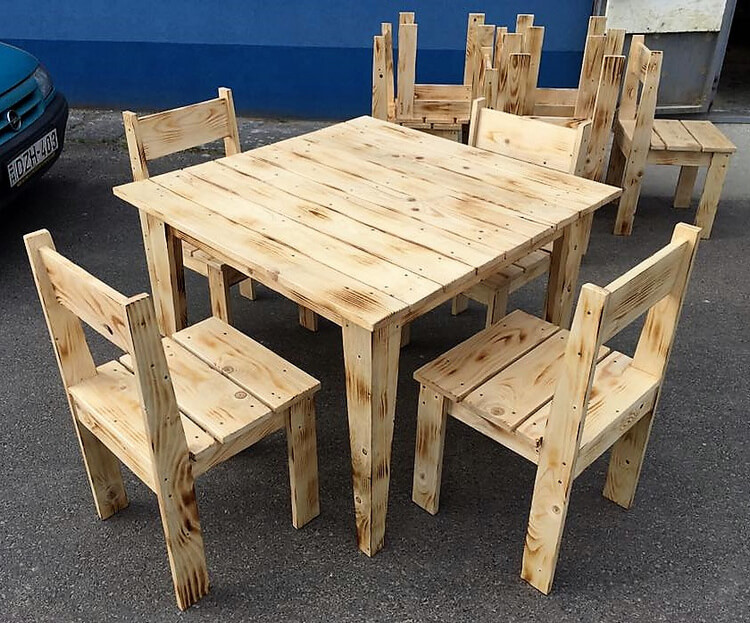 Simple Furniture Set Made with Pallets Wood | Wood Pallet ...