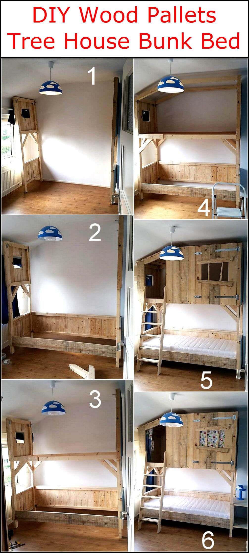 Diy Wood Pallets Tree House Bunk Bed, Bunk Beds Made From Pallets