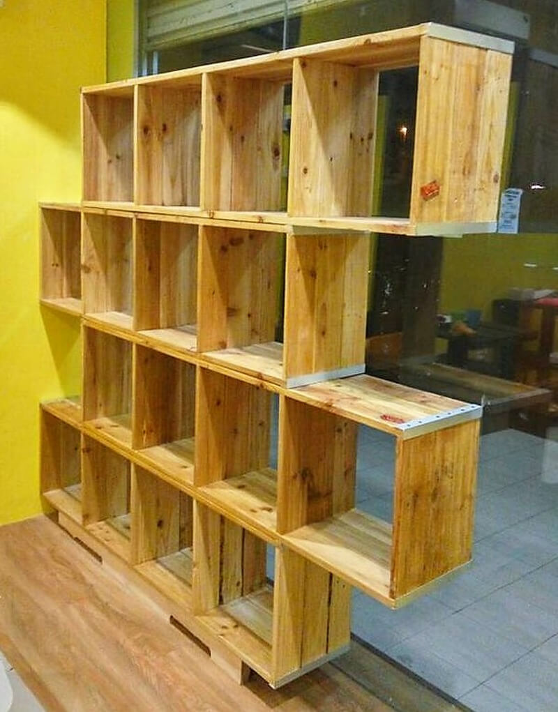 pallets wooden shelving cabinet