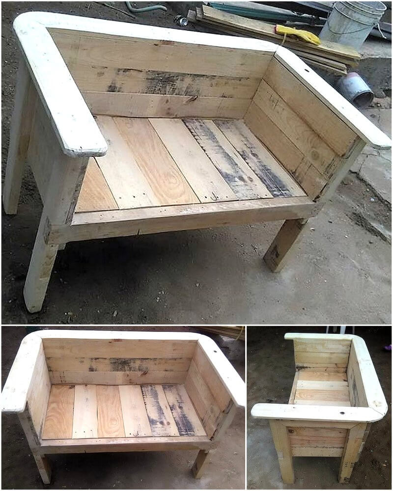 recycled wood pallet bench