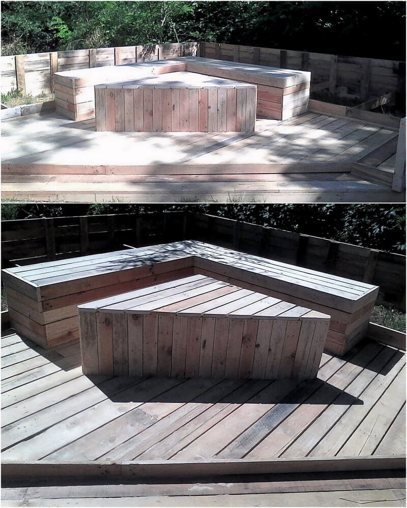 repurposed wood pallets patio lounge