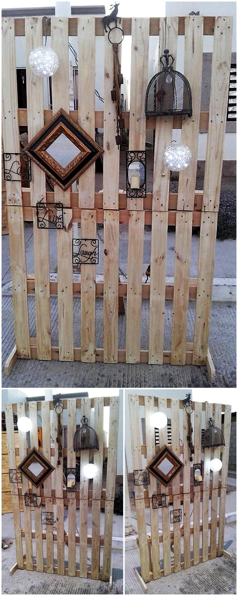 wooden pallets partition for party decoration