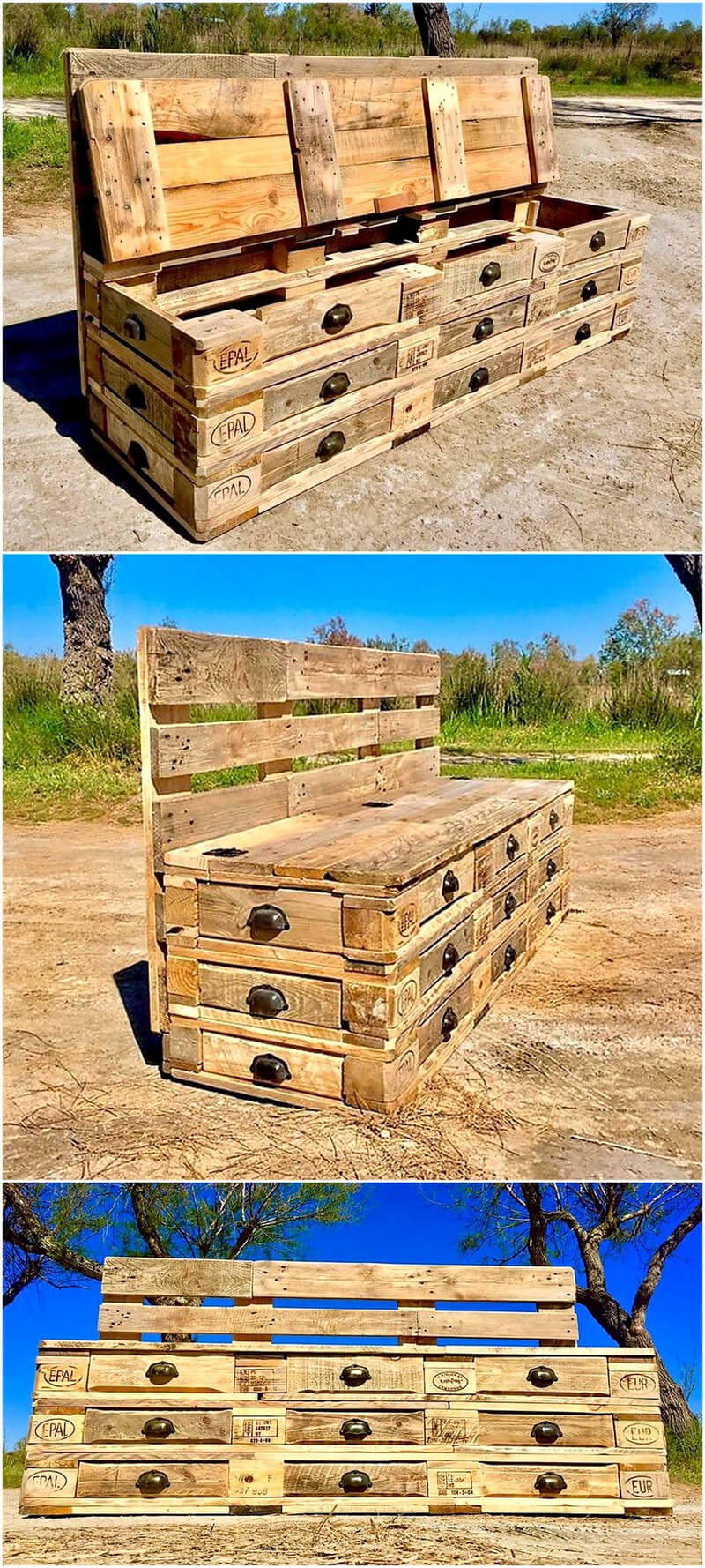 pallet chest of drawers cum bench