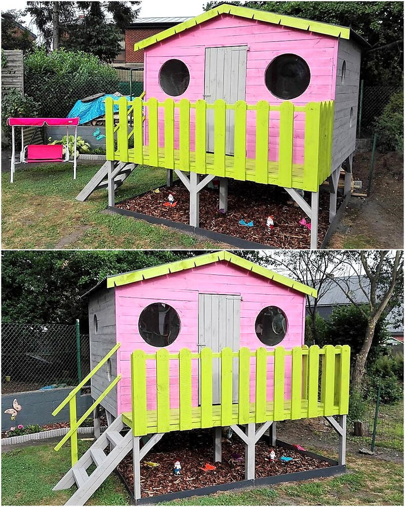 repurposed wood pallet playhouse