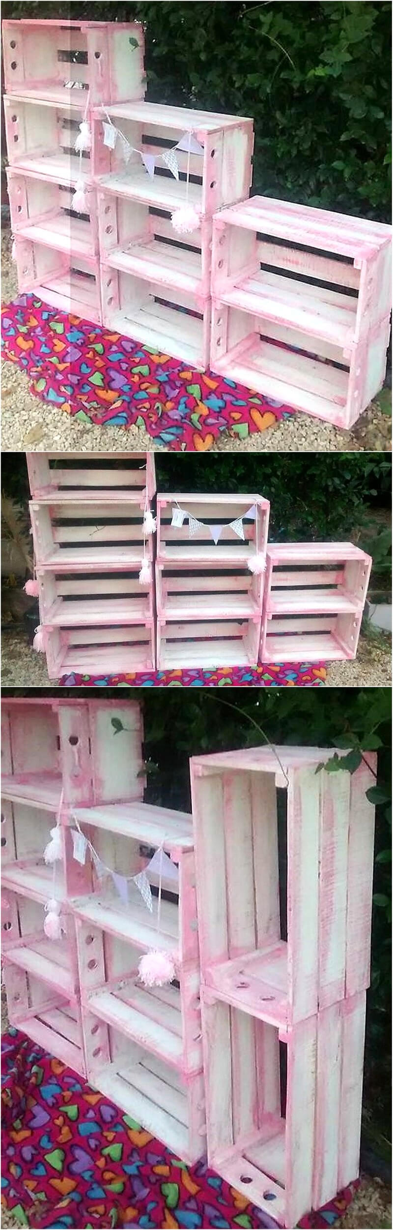 wood pallet fruit crates shelving rack