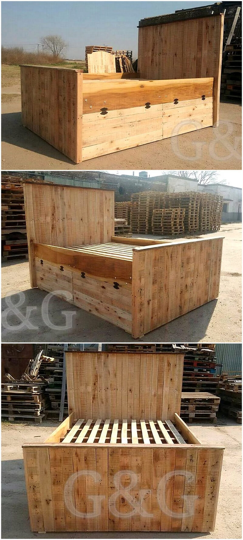 wooden pallet giant bed frame