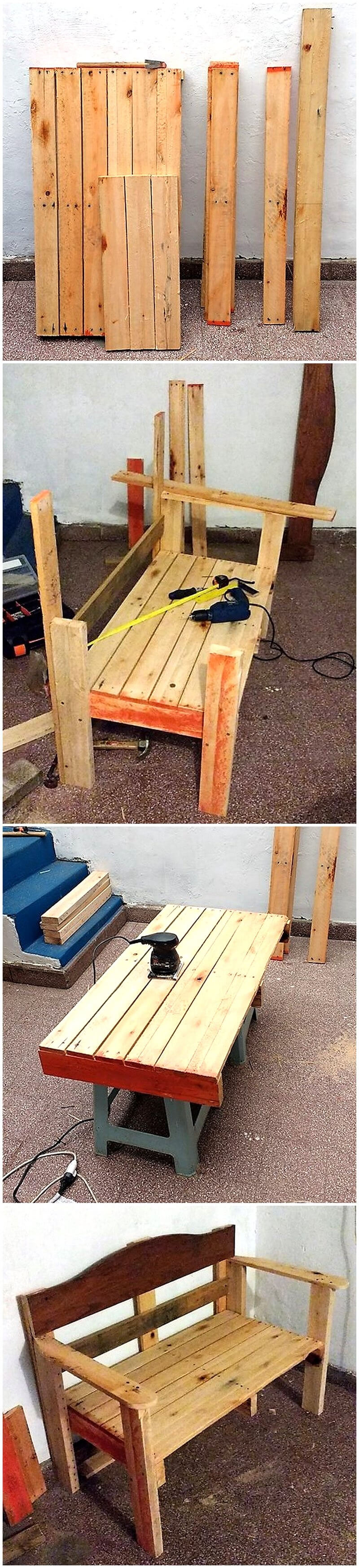 diy wooden pallets bench