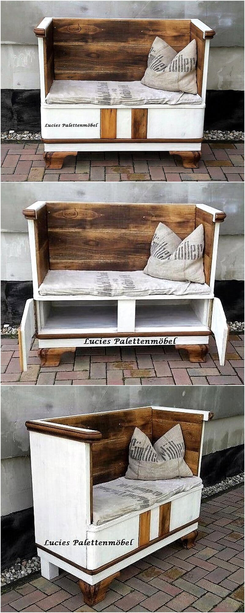 palles wooden patio bench with storage