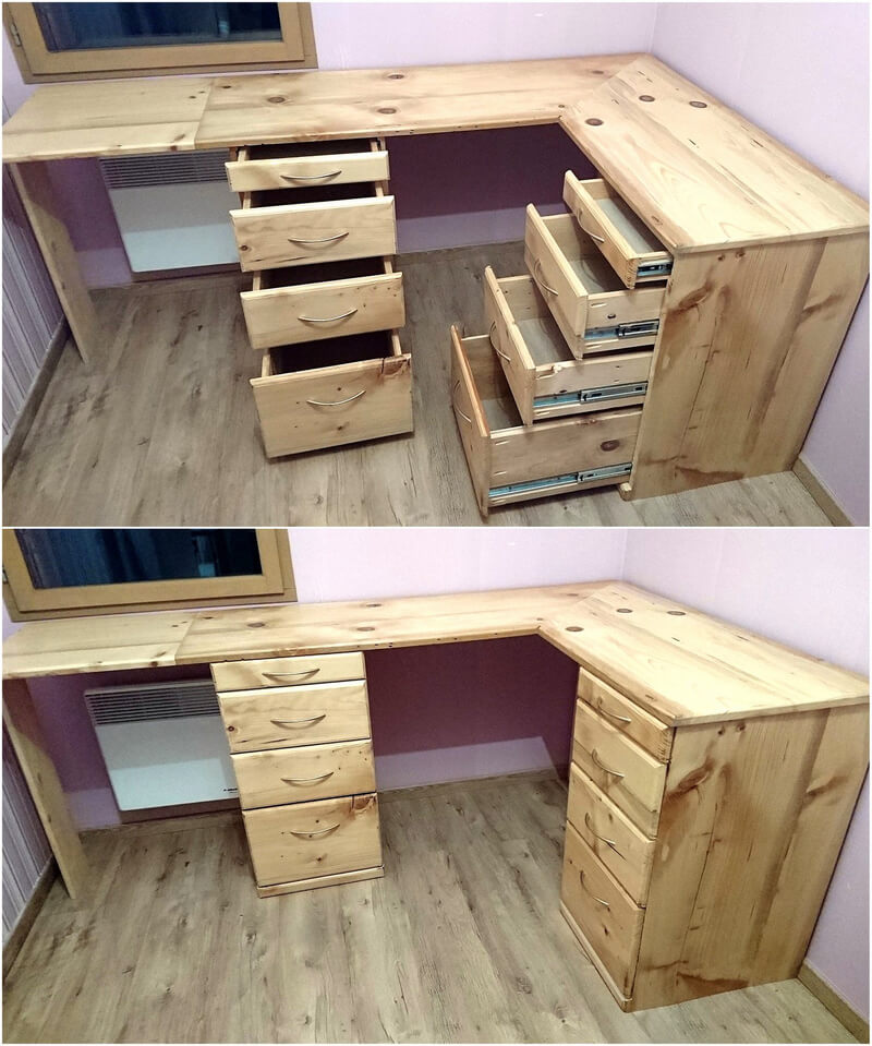 pallet office desk with drawers 1