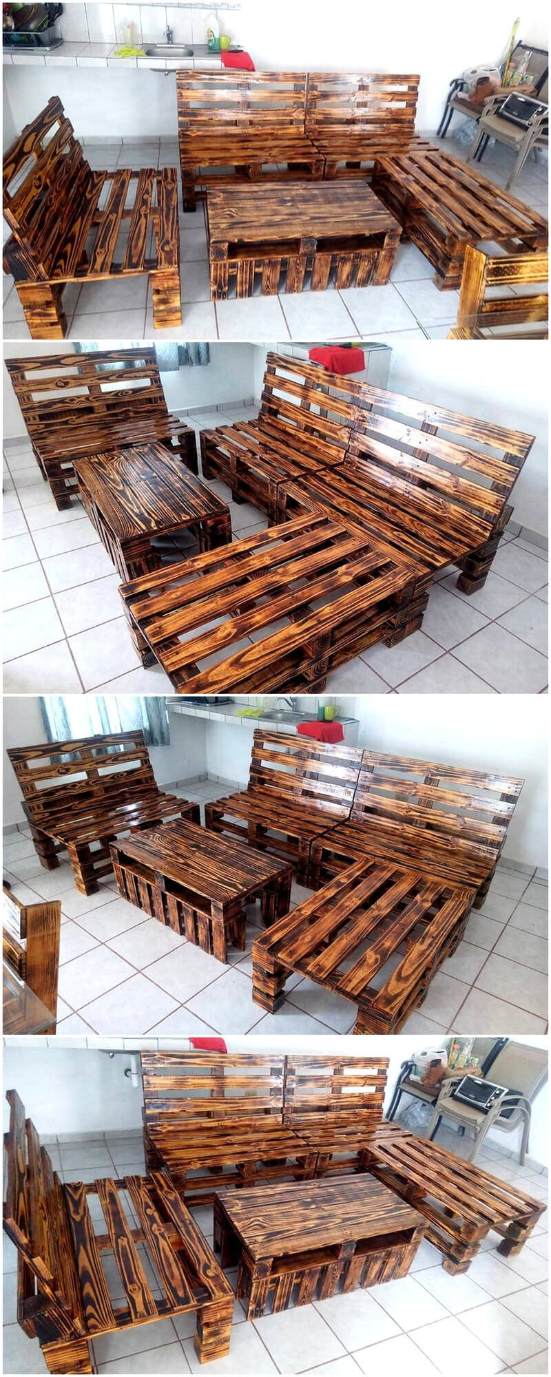 repurposed wooden pallets made furniture set