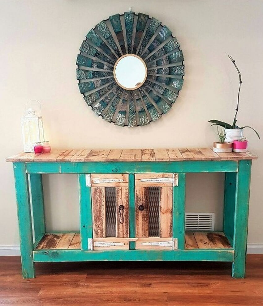wooden pallets rustic entryway table