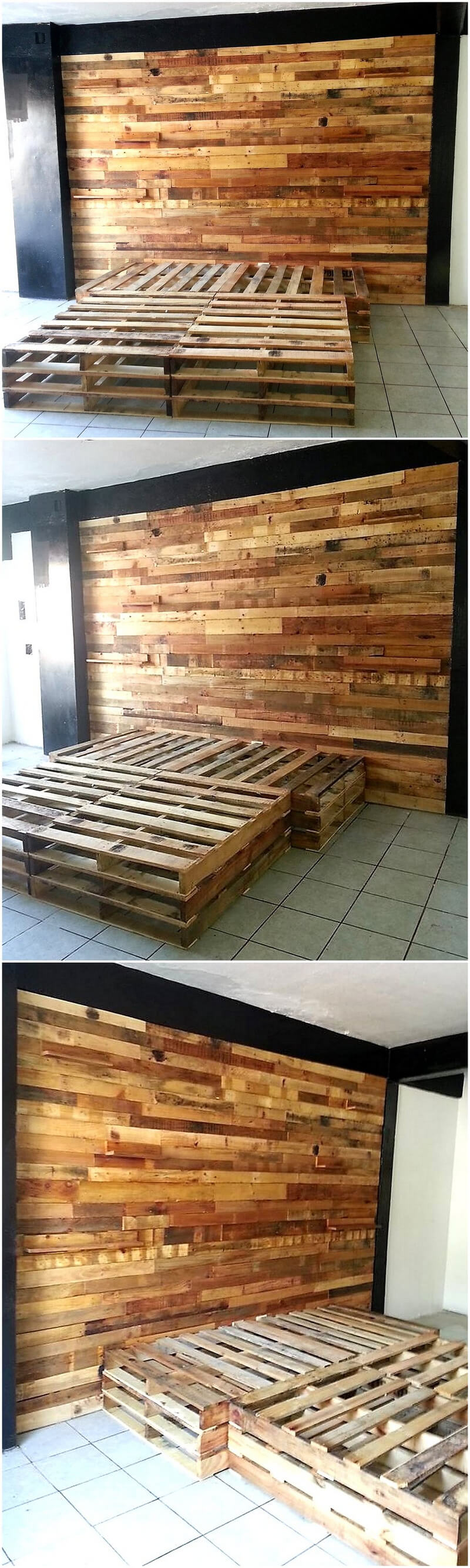 pallet bed with headboard wall art