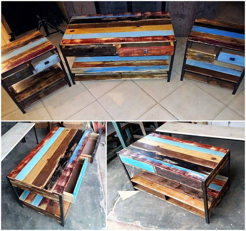 rustic look pallet coffee tand side tables