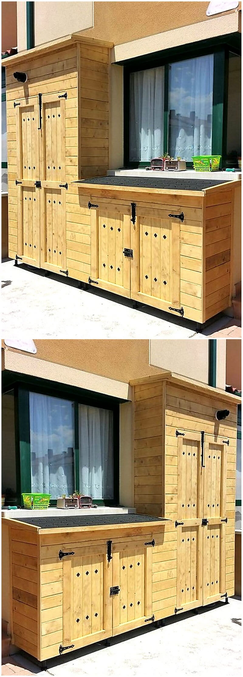 wood pallet patio storage cabinet