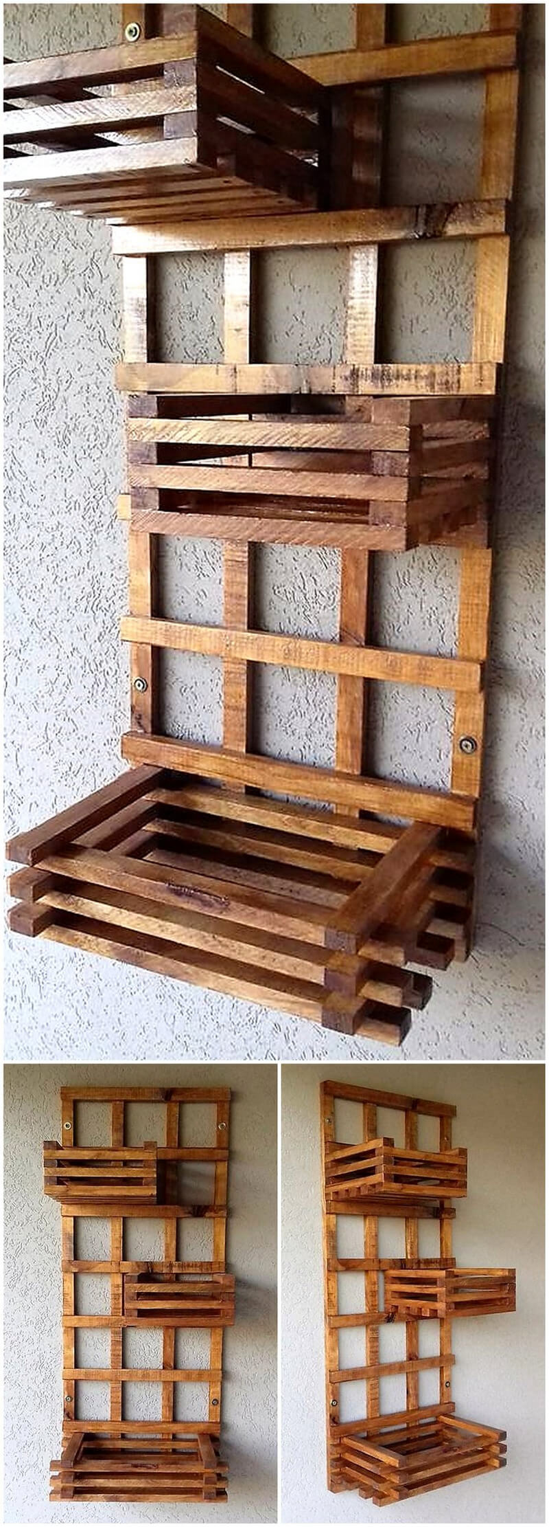 wooden pallets wall pots stand