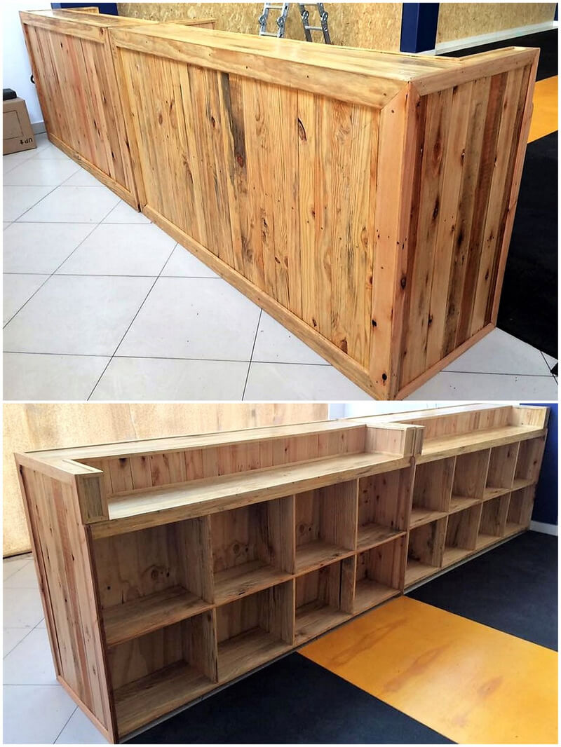 recycled wood pallet bar counter