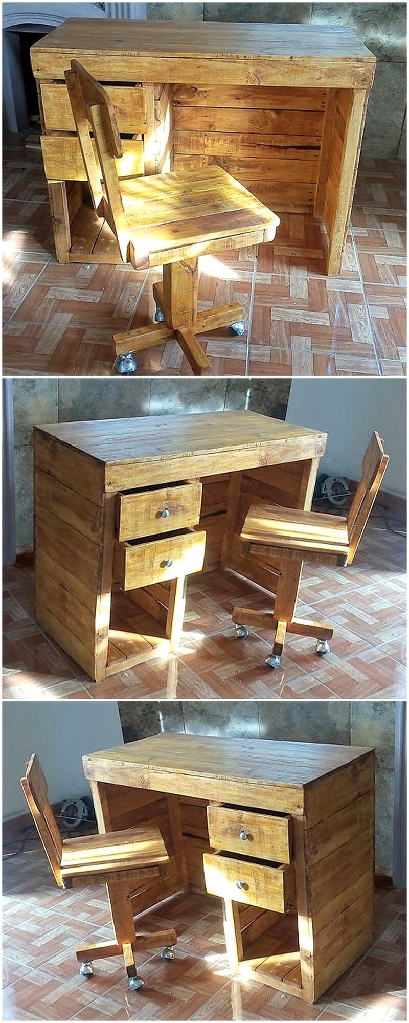pallet desk and chair