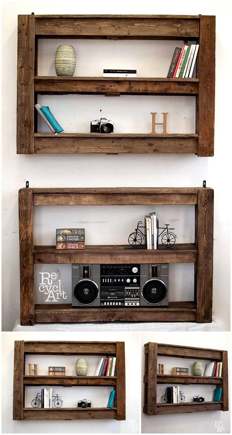 simple wood pallet shelves
