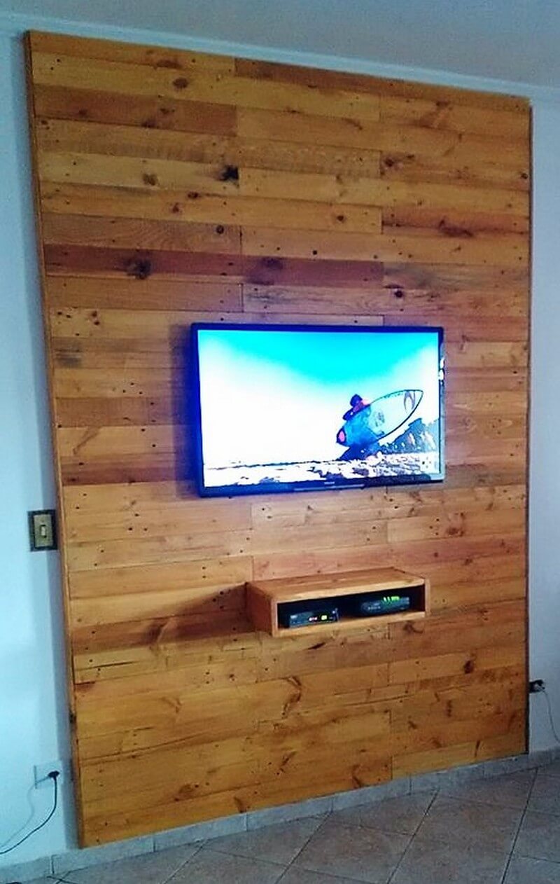 pallet wall tv cladding