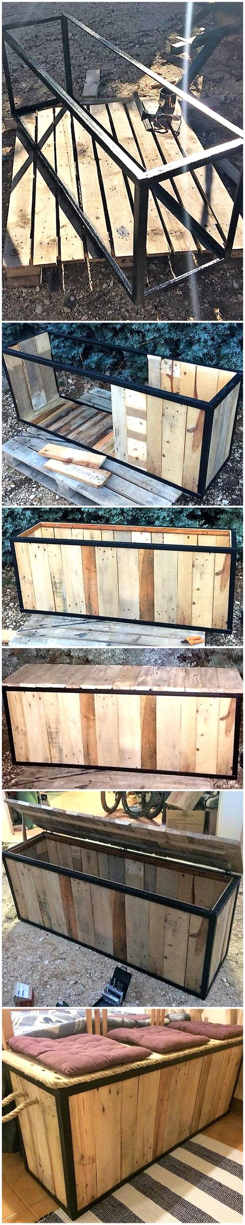 reclaimed pallets bench chest