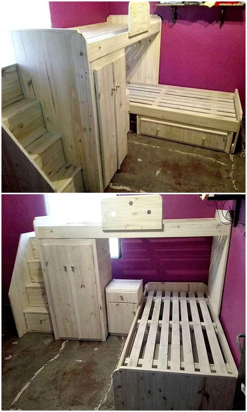 repurposed pallet bunk bed for kids
