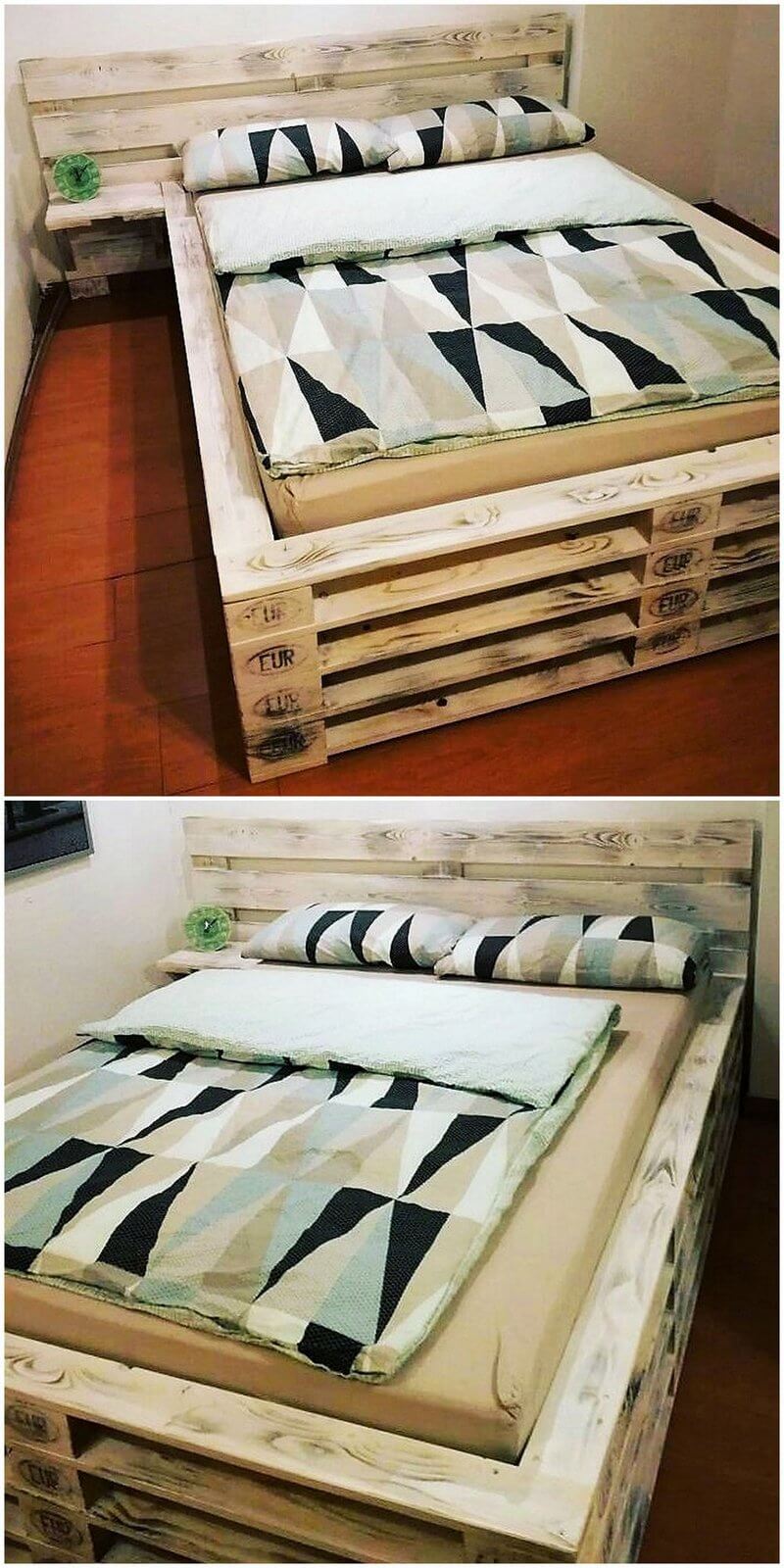 repurposed pallets wooden bed