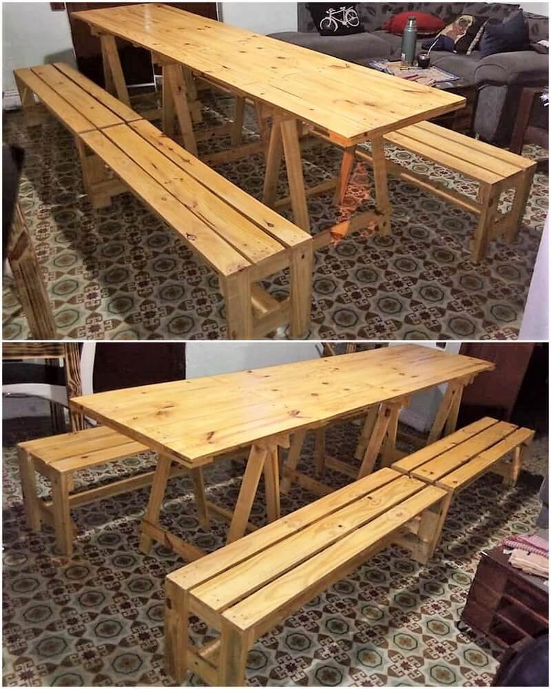 repurposed wood pallet dining set