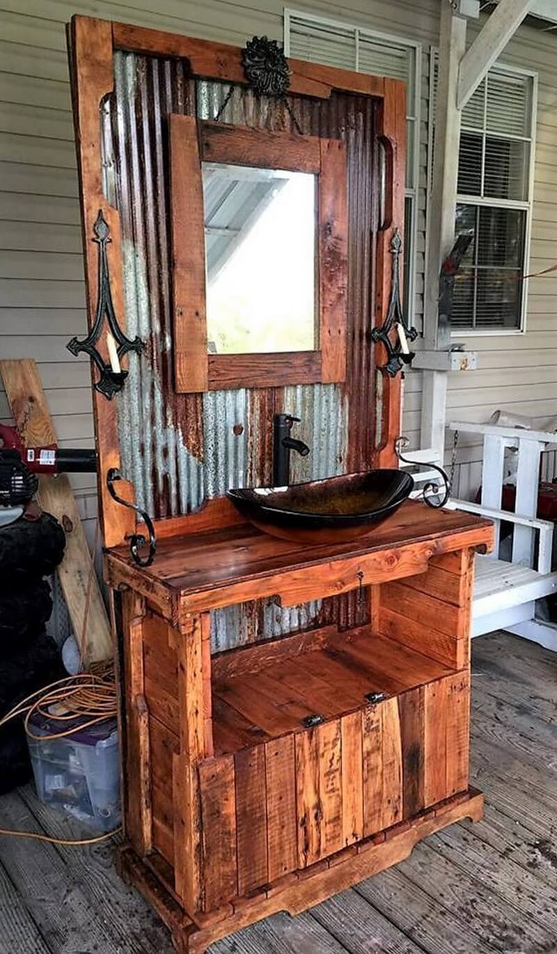 wooden pallet rustic sink