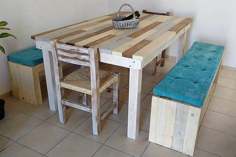 wood pallets made dining set