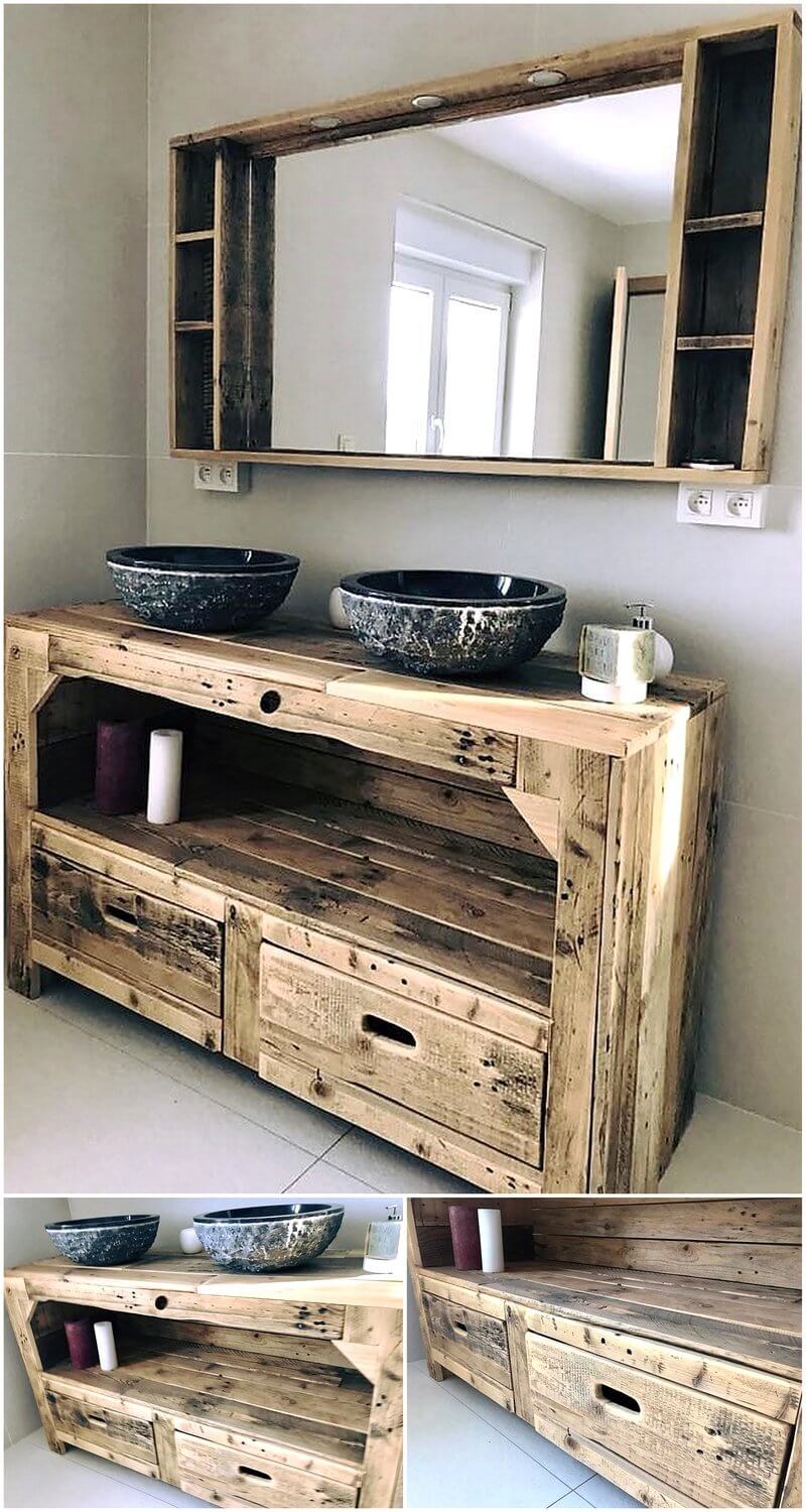 wooden pallet rustic mirror and basic plan